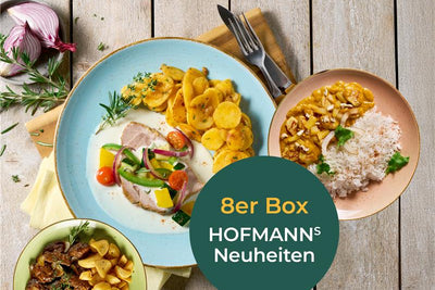 Drei Tellergerichte: Fleisch, Gemüse, Reis & Kartoffeln-8er Box HOFMANNs Neuheiten by HOFMANNs.