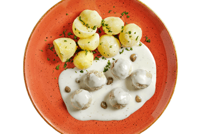 Königsberger Klopse mit weißer Sauce, Kapern & Kartoffeln – von Hofmanns Shop.